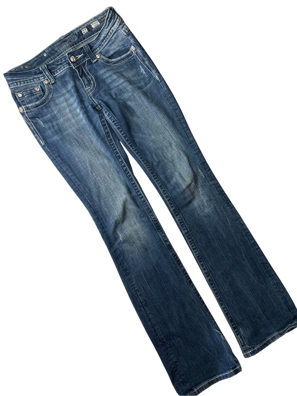 Miss Me Boot Cut Jeans Size 27 Rhinestone Embellished Low Rise Y2K - Picture 3 of 11